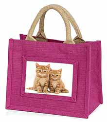 Ginger Kittens Little Girls Small Pink Jute Shopping Bag