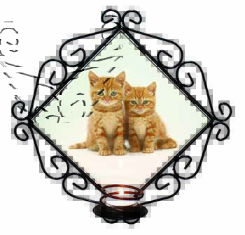 Ginger Kittens Wrought Iron Wall Art Candle Holder