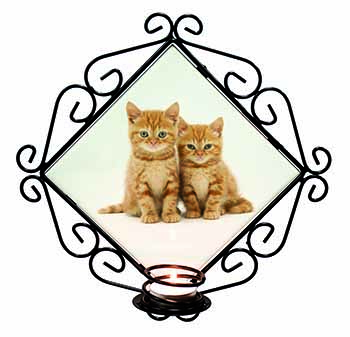 Ginger Kittens Wrought Iron Wall Art Candle Holder