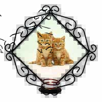 Ginger Kittens Wrought Iron Wall Art Candle Holder