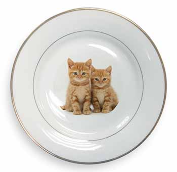 Ginger Kittens Gold Rim Plate Printed Full Colour in Gift Box