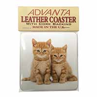 Ginger Kittens Single Leather Photo Coaster