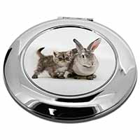 Silver Grey Cat and Rabbit Make-Up Round Compact Mirror