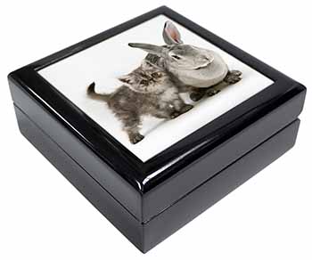 Silver Grey Cat and Rabbit Keepsake/Jewellery Box