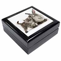 Silver Grey Cat and Rabbit Keepsake/Jewellery Box