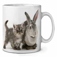 Silver Grey Cat and Rabbit Ceramic 10oz Coffee Mug/Tea Cup