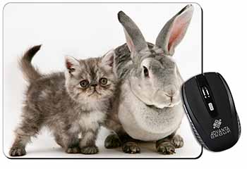 Silver Grey Cat and Rabbit Computer Mouse Mat