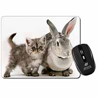 Silver Grey Cat and Rabbit Computer Mouse Mat