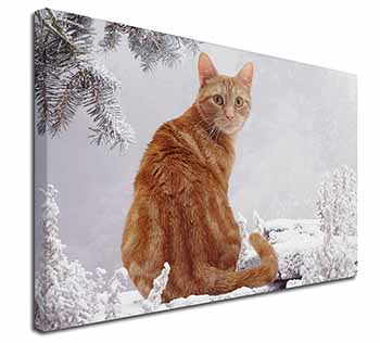 Ginger Winter Snow Cat Canvas X-Large 30"x20" Wall Art Print