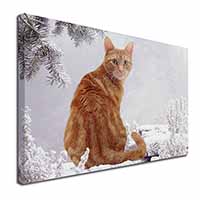 Ginger Winter Snow Cat Canvas X-Large 30"x20" Wall Art Print