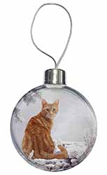 Ginger Winter Snow Cat Christmas Bauble