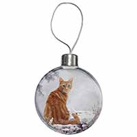 Ginger Winter Snow Cat Christmas Bauble