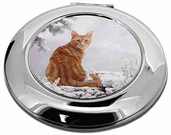 Ginger Winter Snow Cat Make-Up Round Compact Mirror