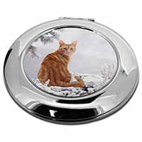 Ginger Winter Snow Cat Make-Up Round Compact Mirror