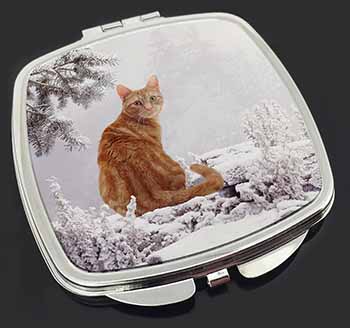 Ginger Winter Snow Cat Make-Up Compact Mirror