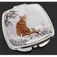 Ginger Winter Snow Cat Make-Up Compact Mirror