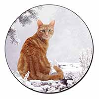 Ginger Winter Snow Cat Fridge Magnet Printed Full Colour