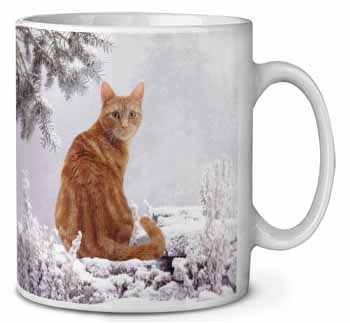 Ginger Winter Snow Cat Ceramic 10oz Coffee Mug/Tea Cup