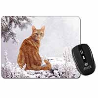 Ginger Winter Snow Cat Computer Mouse Mat