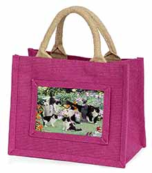 Cats and Kittens in Garden Little Girls Small Pink Jute Shopping Bag