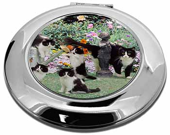 Cats and Kittens in Garden Make-Up Round Compact Mirror