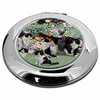Cats and Kittens in Garden Make-Up Round Compact Mirror