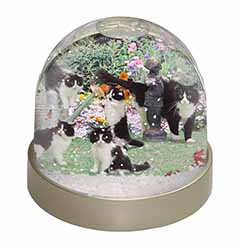 Cats and Kittens in Garden Snow Globe Photo Waterball