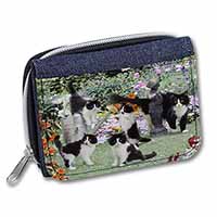 Cats and Kittens in Garden Unisex Denim Purse Wallet