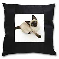 Siamese Cat Black Satin Feel Scatter Cushion