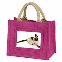 Siamese Cat Little Girls Small Pink Jute Shopping Bag