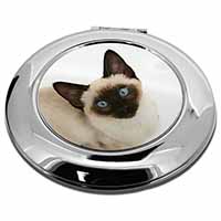 Siamese Cat Make-Up Round Compact Mirror
