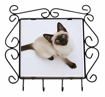 Siamese Cat Wrought Iron Key Holder Hooks