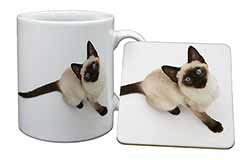 Siamese Cat Mug and Coaster Set
