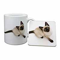 Siamese Cat Mug and Coaster Set