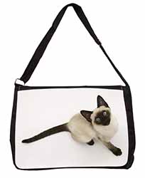 Siamese Cat Large Black Laptop Shoulder Bag School/College