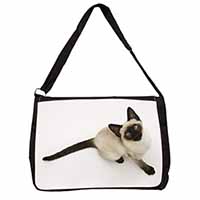 Siamese Cat Large Black Laptop Shoulder Bag School/College