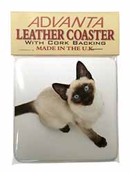 Siamese Cat Single Leather Photo Coaster