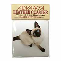 Siamese Cat Single Leather Photo Coaster