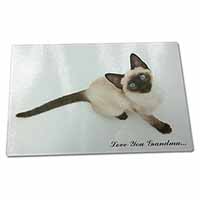 Large Glass Cutting Chopping Board Siamese Cat 