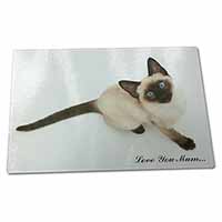 Large Glass Cutting Chopping Board Siamese Cat 