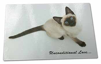 Large Glass Cutting Chopping Board Siamese Cat 