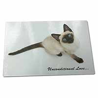 Large Glass Cutting Chopping Board Siamese Cat 