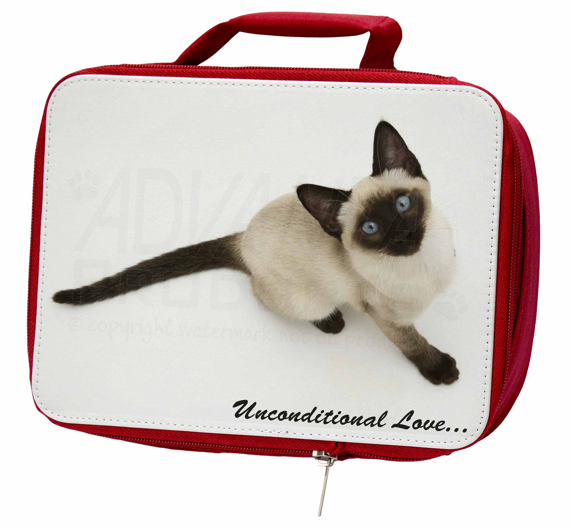 Siamese Cat 'Unconditional Love' Insulated Red School Lunch Box/Picni, AC-66uLBR Siamese Cat Lunch 'Unconditional Love' Insulated Red School Lunch Cat Box/Picni, AC-66uLBR 5e0cb1