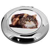 Beautiful Brown Tabby Cat Make-Up Round Compact Mirror