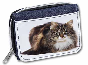 Beautiful Brown Tabby Cat Unisex Denim Purse Wallet