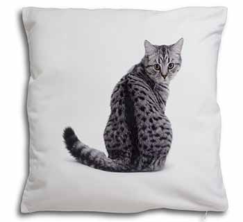 Silver Spot Tabby Cat Soft White Velvet Feel Scatter Cushion