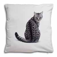 Silver Spot Tabby Cat Soft White Velvet Feel Scatter Cushion