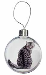 Silver Spot Tabby Cat Christmas Bauble