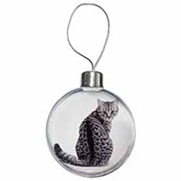 Silver Spot Tabby Cat Christmas Bauble