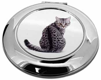 Silver Spot Tabby Cat Make-Up Round Compact Mirror